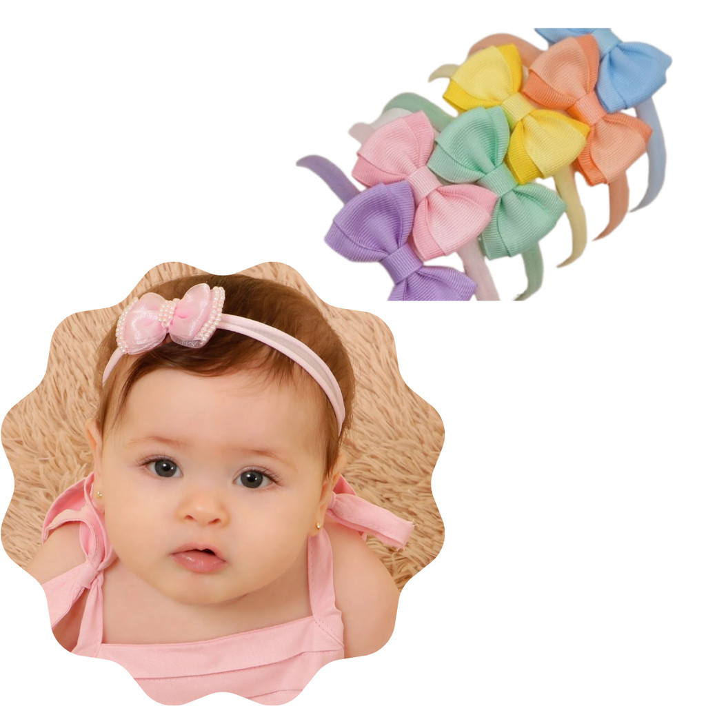 Kit 2 Laços Turbante Para Bebê Lacinho Faixinha Multicolorido