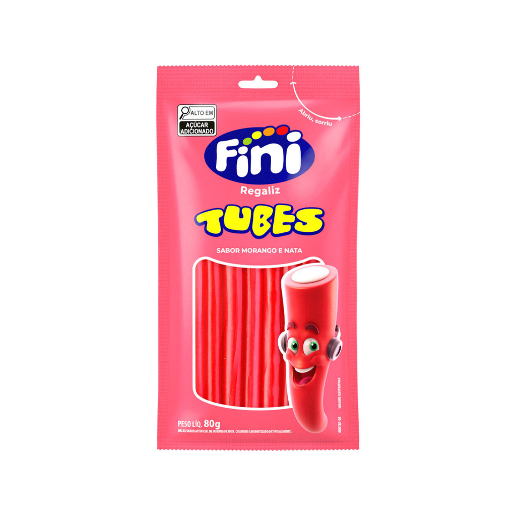 Fini Chiclete Tubes Doce Morango 80g