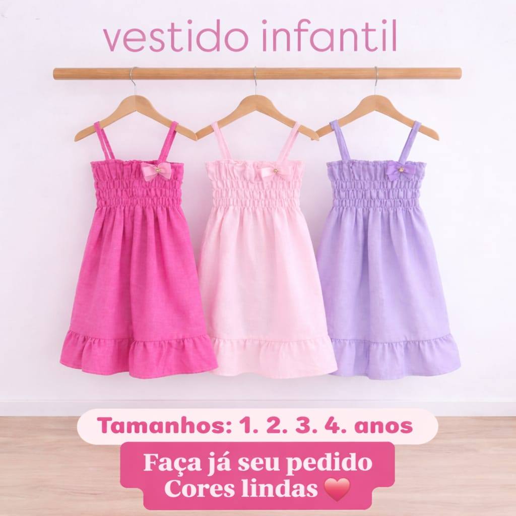 Vestido Confortável em Linho com Elástico 6 Meses a 4 Anos