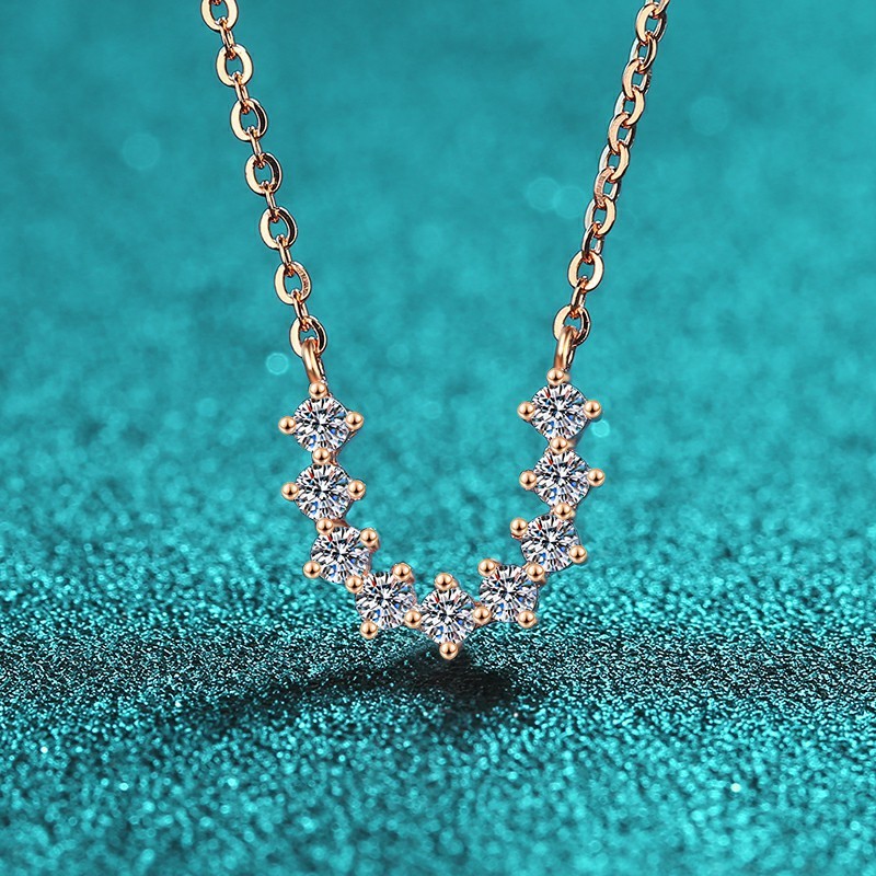 [Moissanite pode passar a caneta de diamante medida] S925 prata esterlina moissanite champanhe colar de ouro feminino em