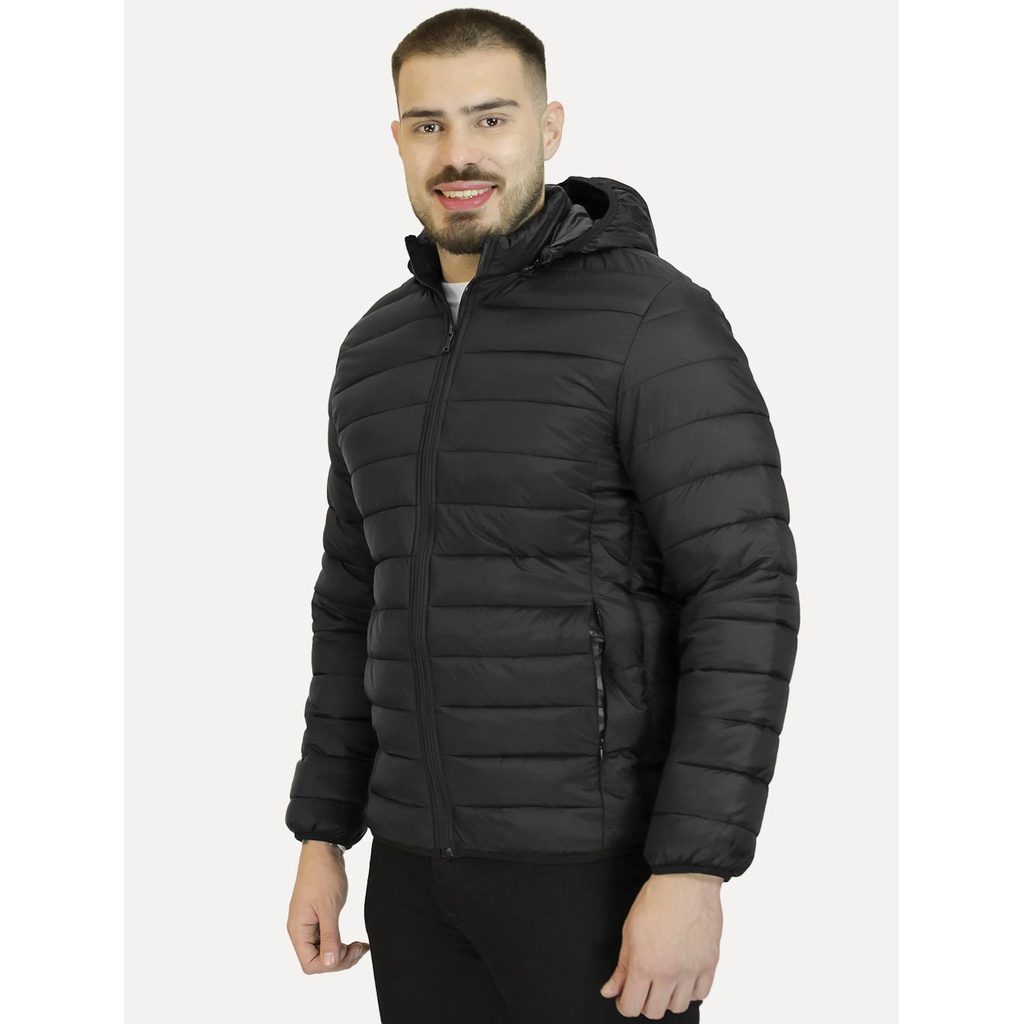 Jaqueta Dixen Masculina Hoodie Nylon Puffer Original Preta