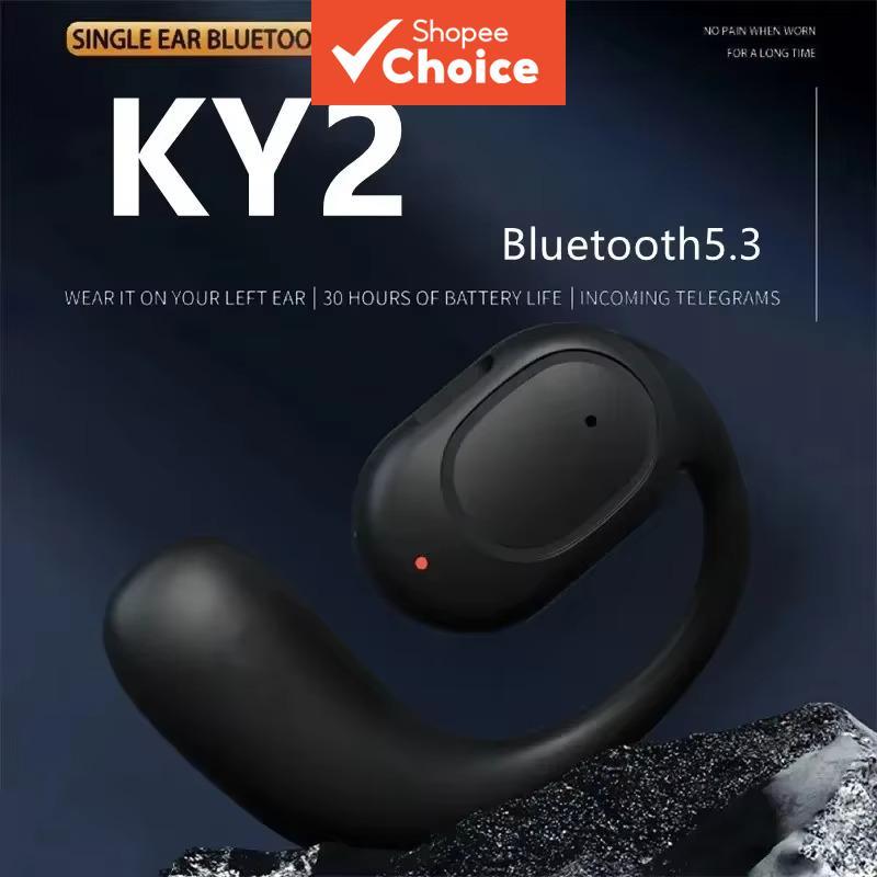 Fones De Ouvido Sem Fio Únicos Pretos Bluetooth 53 Earbud Condução De Ar HiFi Gancho Música Esportes Fone Com Microfone 