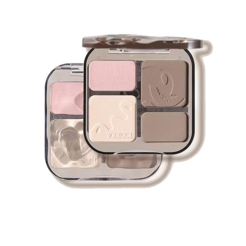 1 PC 4 Cores Face Lift Facial Highlighter Blush Contour Palette , Multiuso Sedoso Contorno Paleta De Iluminador (V02 , 8