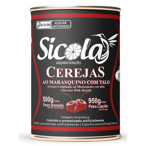 Cereja Inteira Em Calda Marasquino Com Talo 500g Sícola