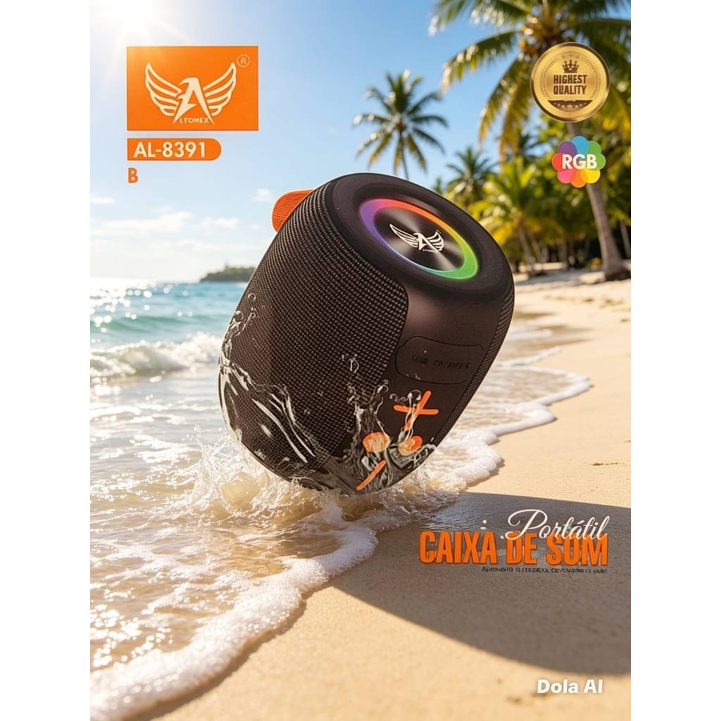 Caixa de som portátil Bluetooth Altomex 50W TWS LED/USB/SD/FM com graves potentee