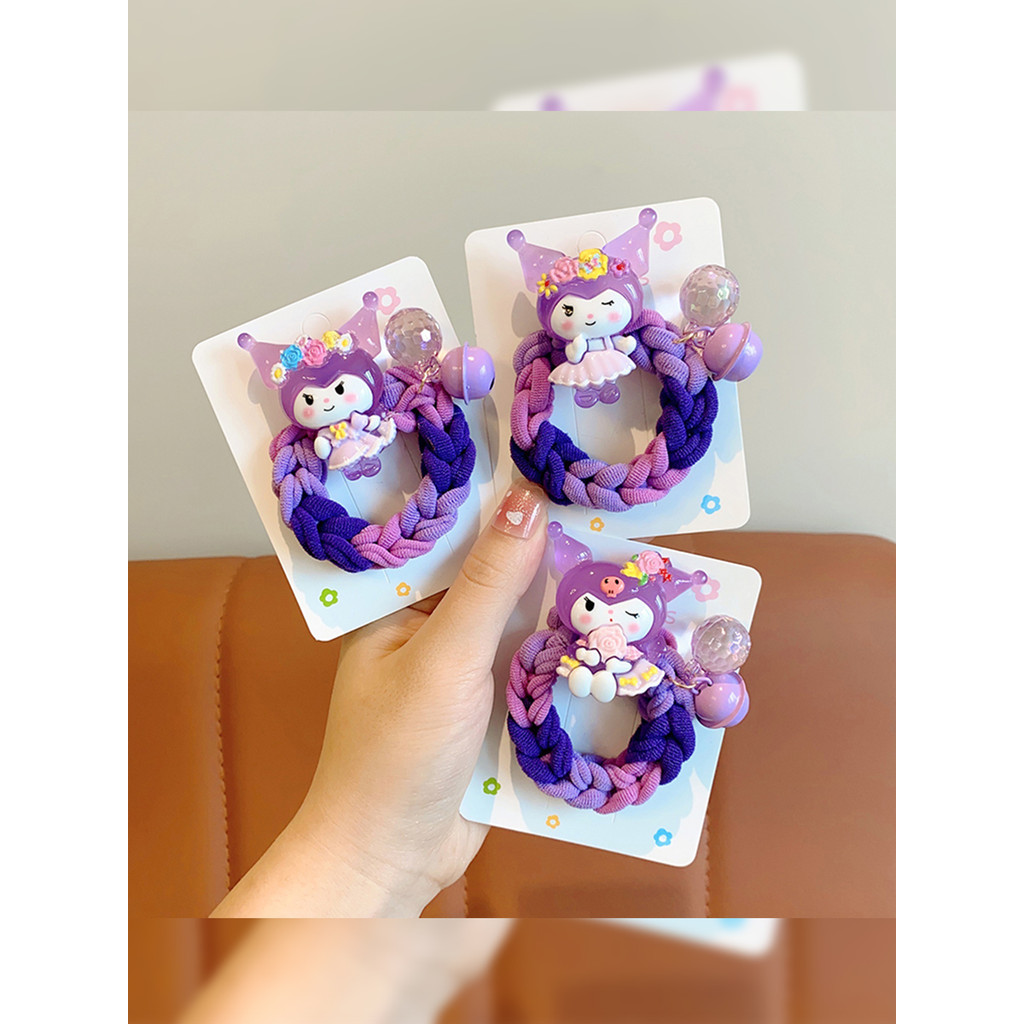 Crianças Kuromi faixa de borracha rabo de cavalo meninas alta elástica faixa de borracha bonito bebê artesanal anel de c