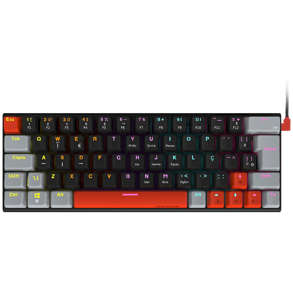 Teclado Mecânico Gamer PCYES Kuromori Black Vulcan, RGB, Switch Blue, 60%, Preto, PTKM60BL
