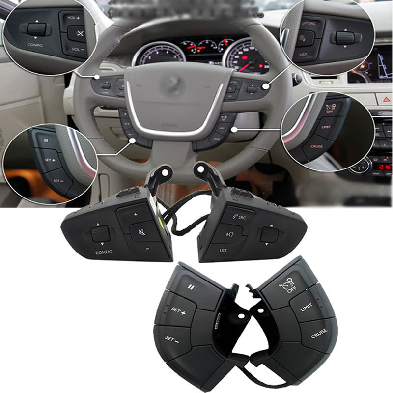 Botão Do Volante Carro Interruptor De Controle Cruzeiro Mídia Áudio Multifuncional Para Peugeot 508 408 Citroen C4 C5 C6
