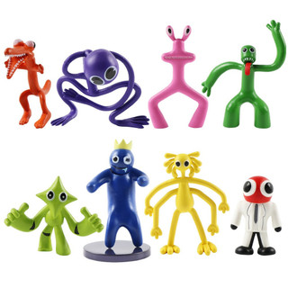 Conjunto de 8 peças de brinquedos de figuras da série Rainbow Friends, ornamentos de monstro azul, presente KG6W.