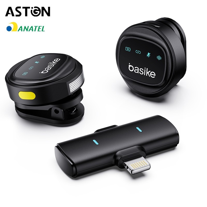 Astgn X Basike Microfone de Lapela Sem Fio  Maginético e Alta Qualidade de Som Bateria LongaCompact