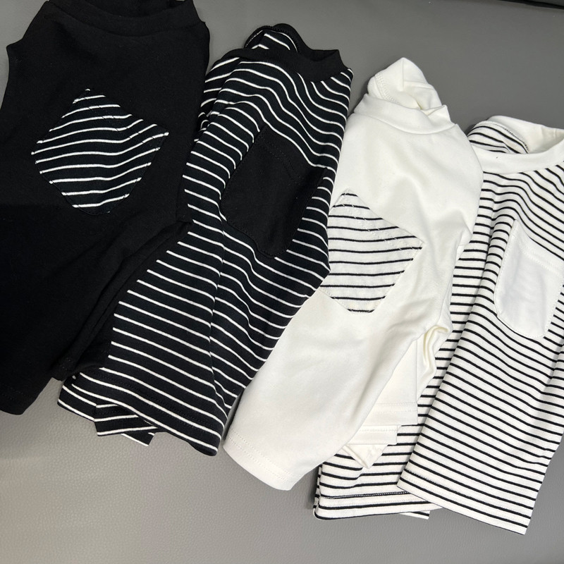 Crianças listrado camiseta de manga comprida primavera outono estilo masculino feminino bebê versão coreana solto puro a