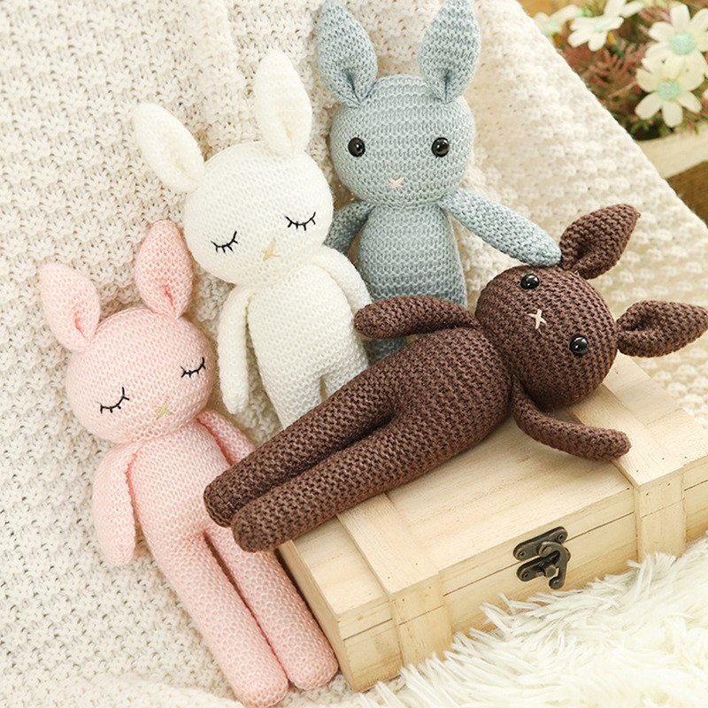 Brinquedo Do Bebê Feito À Mão Crochê Malha Bonito Coelho Boneca DIY Conforto Animal