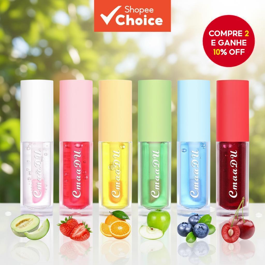  CmaaDu 6 Cores Brilho Labial Hidratante Enriquecido com Frutas, Muda de Cor, à Prova d'Água, Não Pegajoso