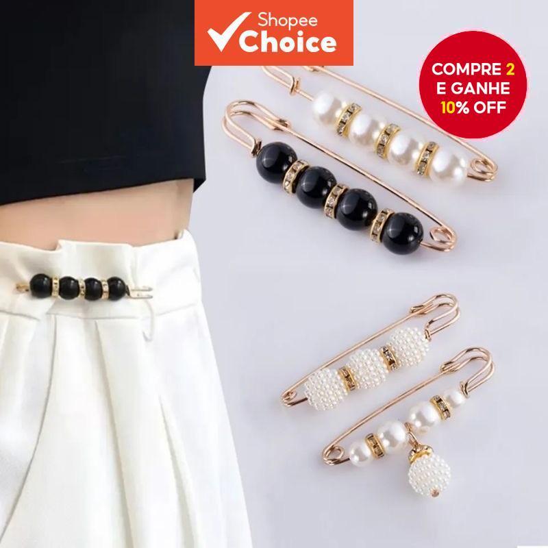 Conjunto De Broche De Strass Pérola Com Quatro Pacotes , Pino De Segurança , Ajustador De Cintura Estilo Coreano em Oferta na Shopee