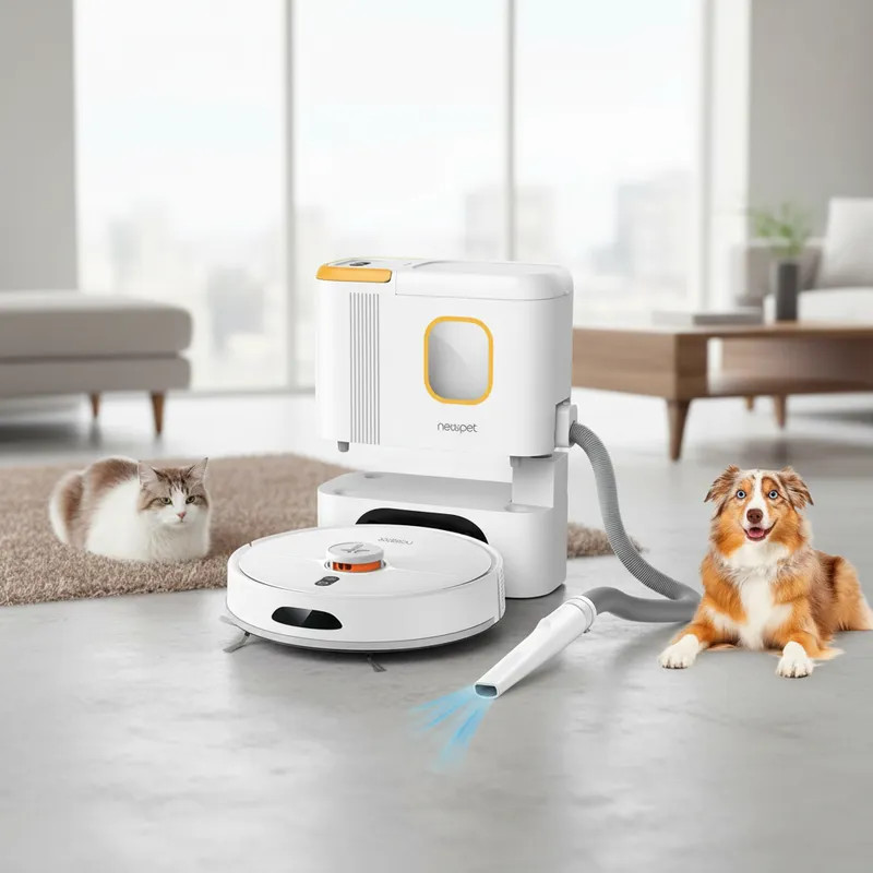 Newpet Robô Aspirador 6000Pa Com 3D Radar a laser Sistema de navegação Mapeamento Inteligente (aspiração/barbear) 127V