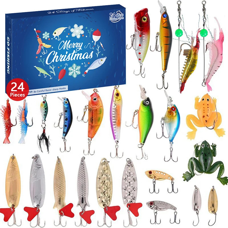 Calendário do Advento de Artigos de Pesca 24 Dias Caixa de Artigos de Pesca Calendário do Advento Presentes Criativos de