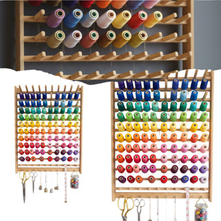 Organizador de Costura em Madeira 100 Cones  Porta Linhas Profissional com Suporte para Tesoura e Acessórios em Oferta na Shopee