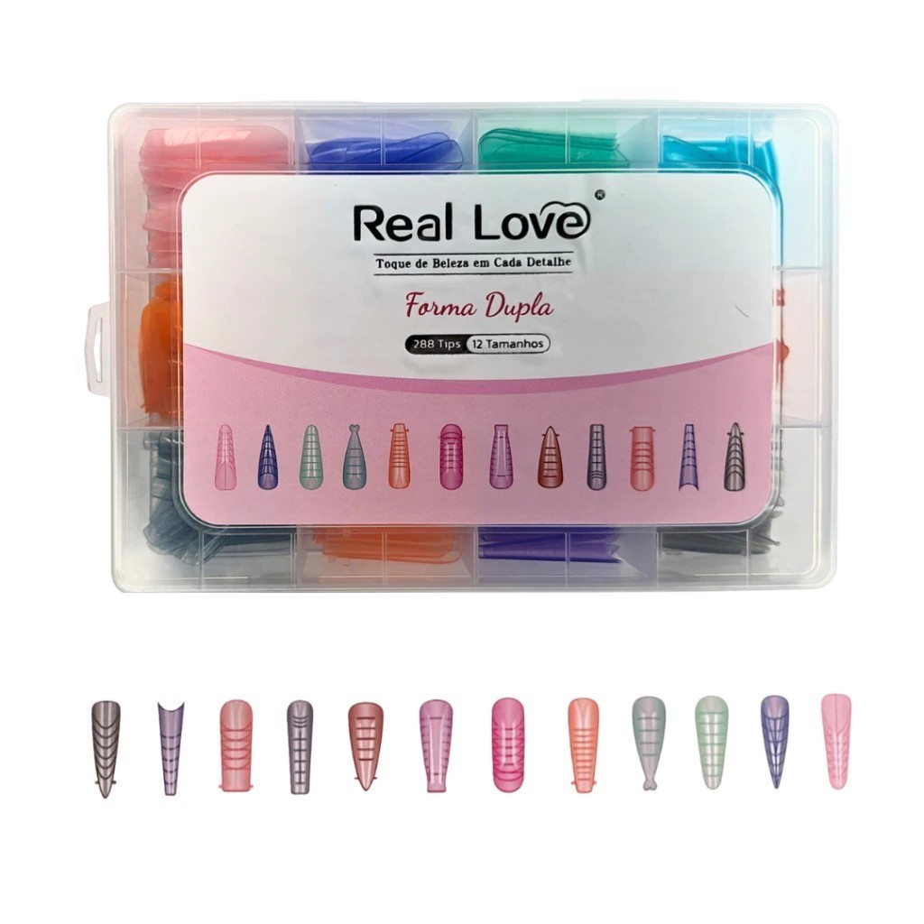 Molde F1 com 12 formatos - molde colorido para alongamento de unhas - REAL LOVE vi