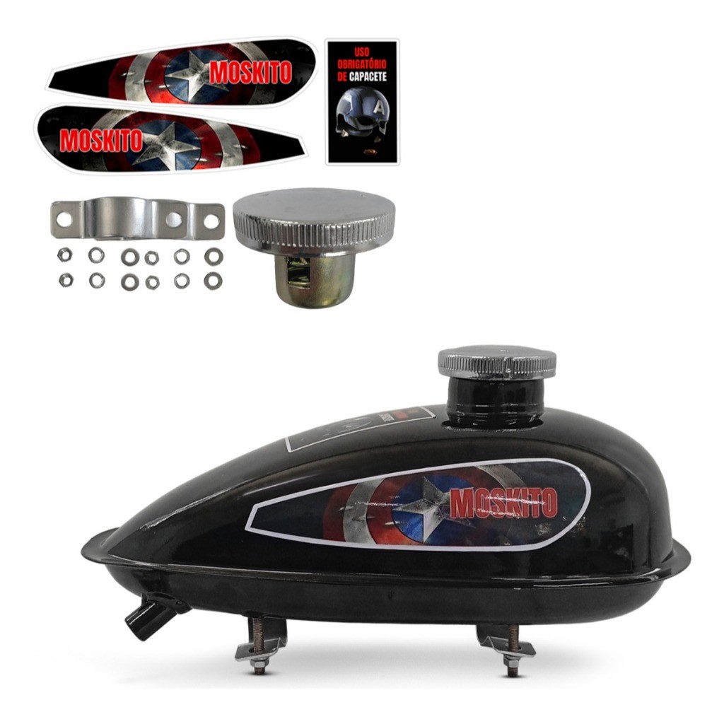 Tanque Gasolina Bicicleta Bike Motorizada Moskito 1,8l+tampa E Adesivo Completo
