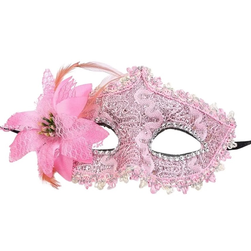 Mascara Veneza c/Renda e Flor Lateral