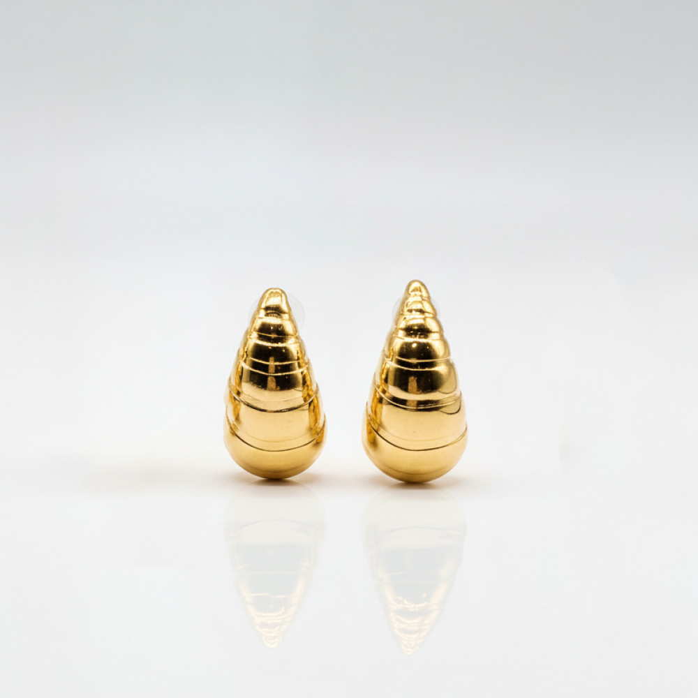 Conjunto de Colar e Brincos em Formato Concha Orgânica Bold | Feminino | Banhado Ouro 18K | Antialérgico | Semijoia