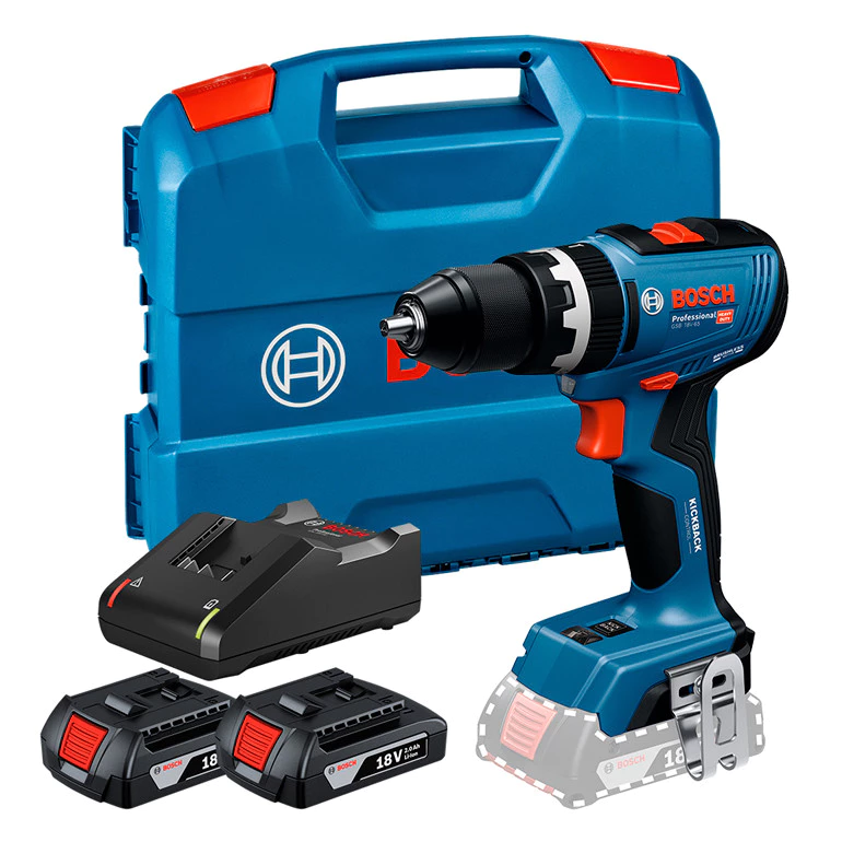 Parafusadeira e Furadeira de Impacto 1/2" GSB 18v-65 18V + 2 Baterias + Carregador + Maleta Bosch