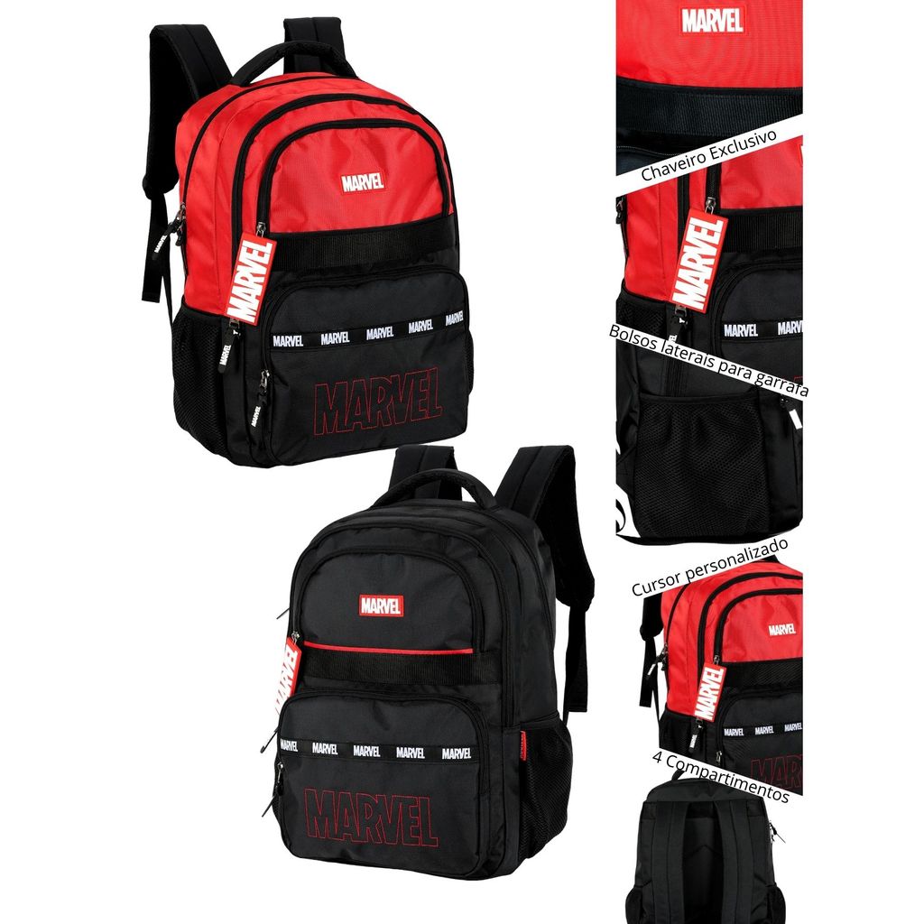 Mochila de Costas Escolar Juvenil Menino Marvel Vingadores Avengers Original MS50031