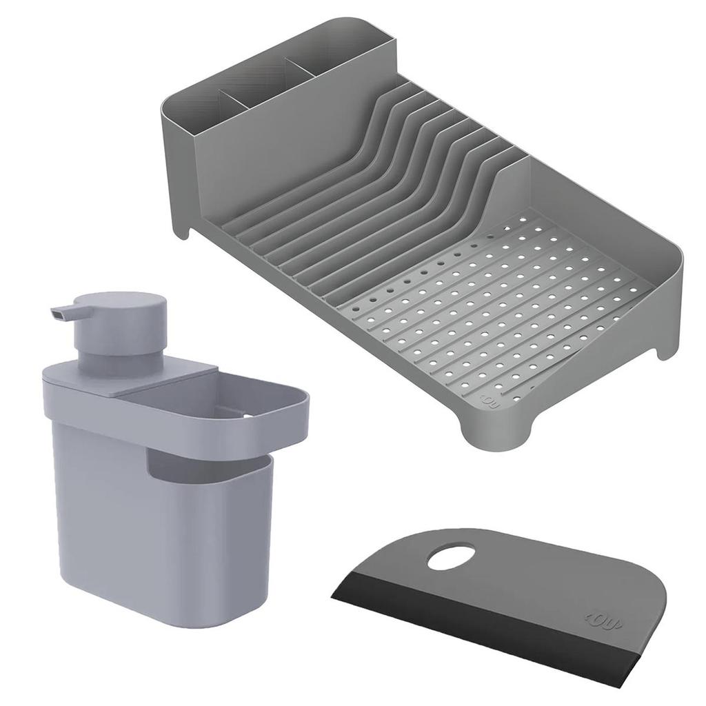 Kit Escorredor + Dispenser Organizador + Rodo Compacto Chumbo - Ou em Oferta na Shopee