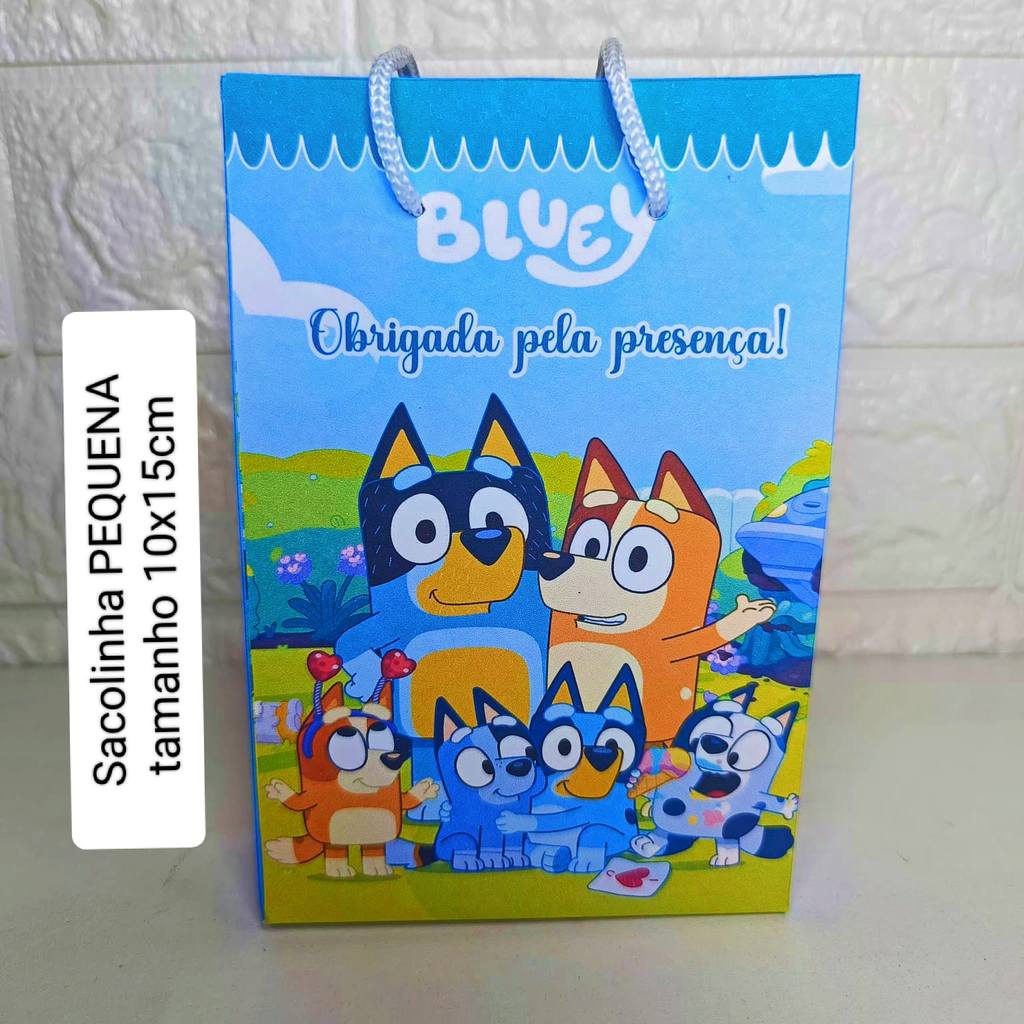 PEGUE E MONTE  Sacolinha  Personalizada Bluey menino Lembrancinha Festa Infantil  Sacola Surpresa Bolsinha
