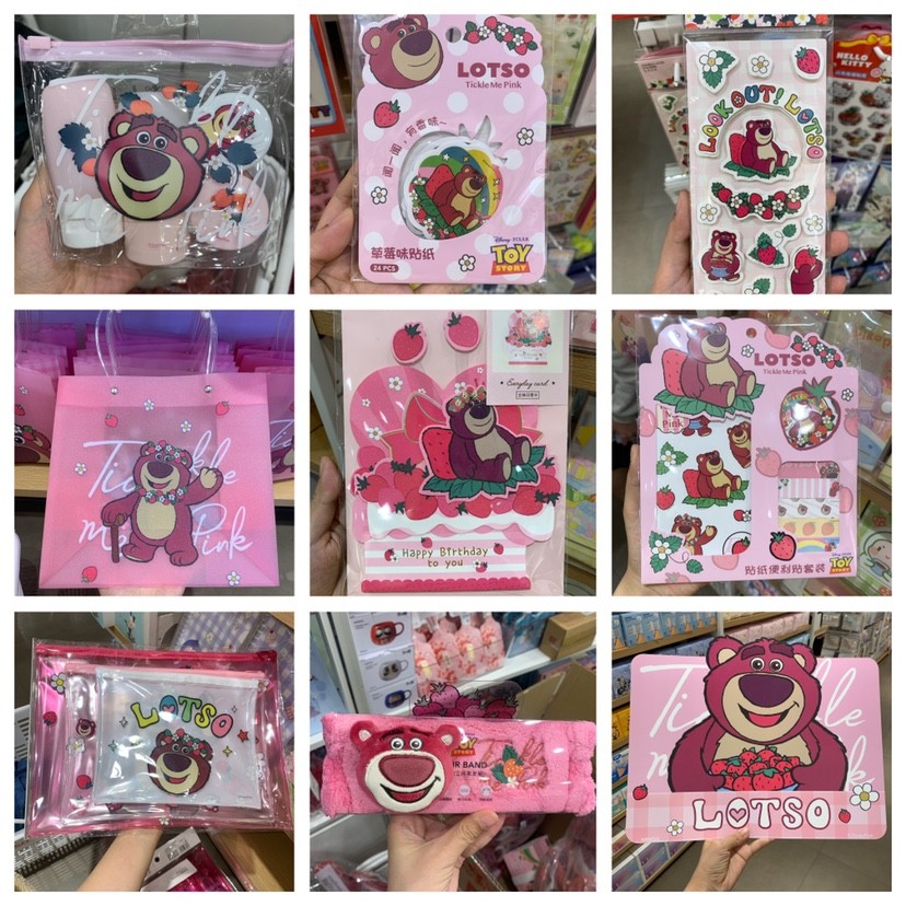 Produto famoso série urso morango cartão de felicitações faixa de cabelo Post-it nota arquivo saco titular do cartão ade