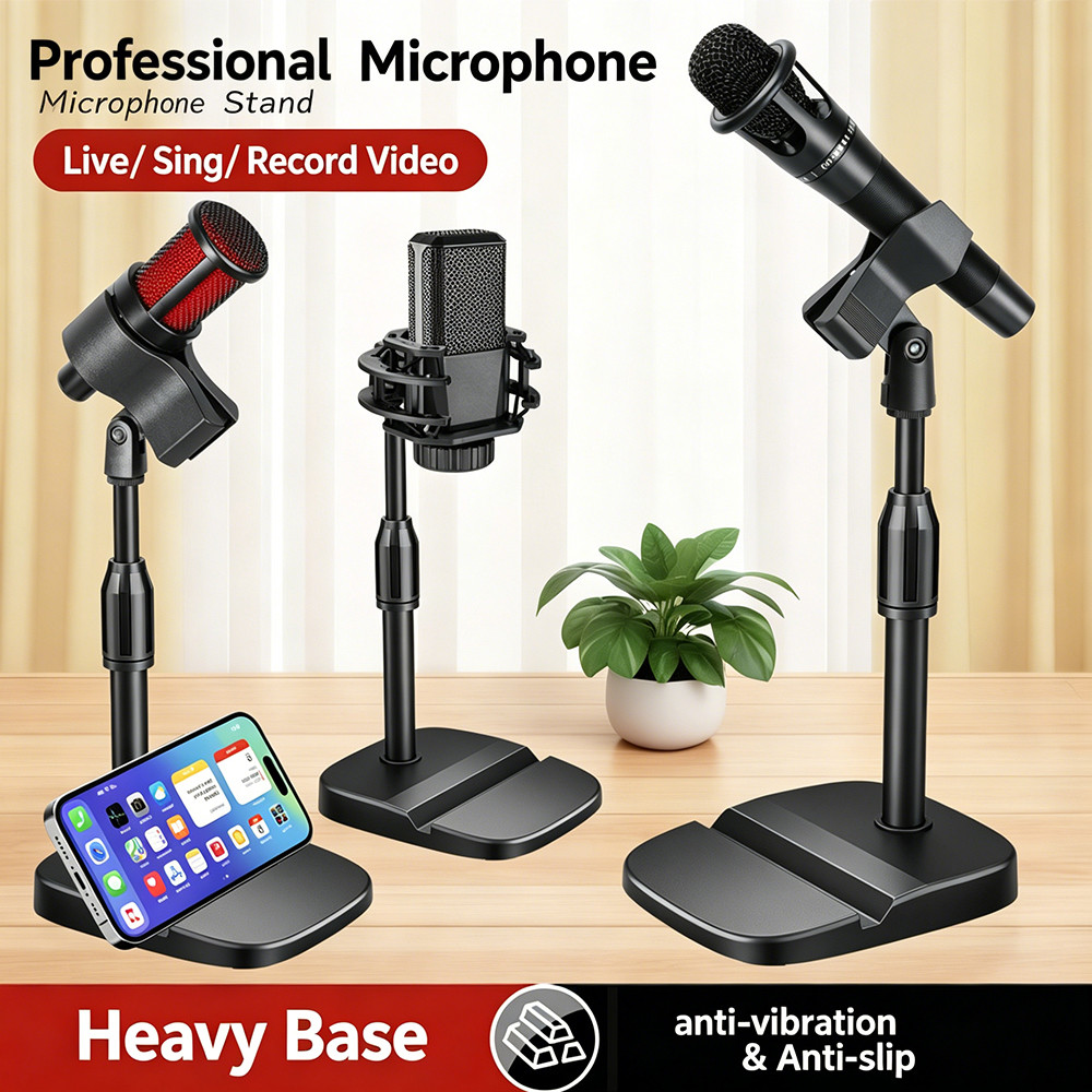 Suporte Para Microfone De Mesa , Resistente De Altura Ajustável Com Telefone , Universal Transmissão Ao Vivo , Podcast ,