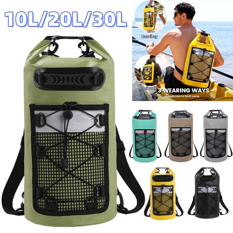 Mochila Flutuante à Prova D'água 10L 20L 30L, Bolsa Seca de Grande Capacidade para Caiaque, Rafting e Pesca