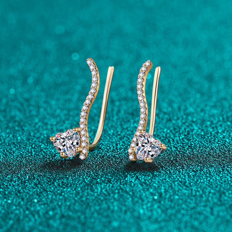 [Moissanite que pode passar a caneta de diamante de teste] S925 prata esterlina moissanite champanhe brincos de ouro lin