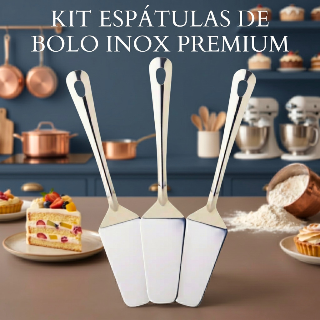 Espátulas Bolo 1 a 5 Para Torta e Pizza Pudim Inox Utensílio de Cozinha Resistente Confeitaria Kit