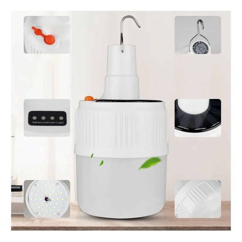 Luz LED Portátil Recarregável p/ Barraca Camping Pesca Emergência Lanterna  5 Modos