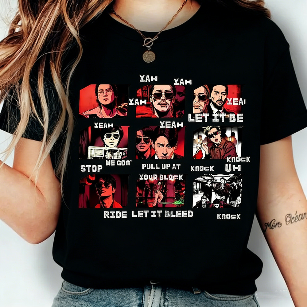 Camiseta Unissex BTS Letras de Música T-shirt Streetwear Novo!!