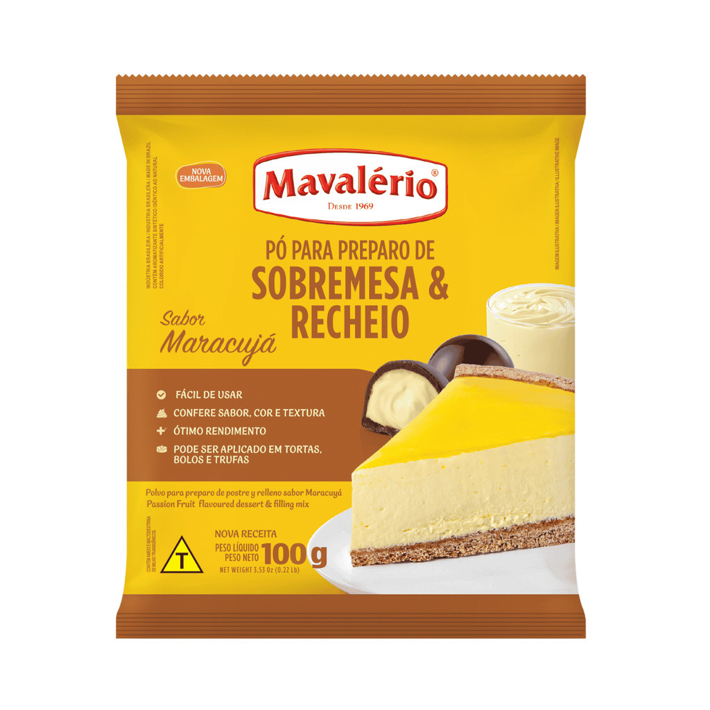 PÓ PARA PREPARO DE SOBREMESA SABOR MARACUJÁ MAVALÉRIO 100G