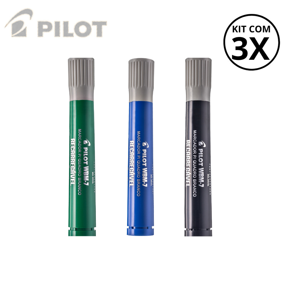 Kit com 3 Marcadores Para Quadro Branco WBM-7- PILOT