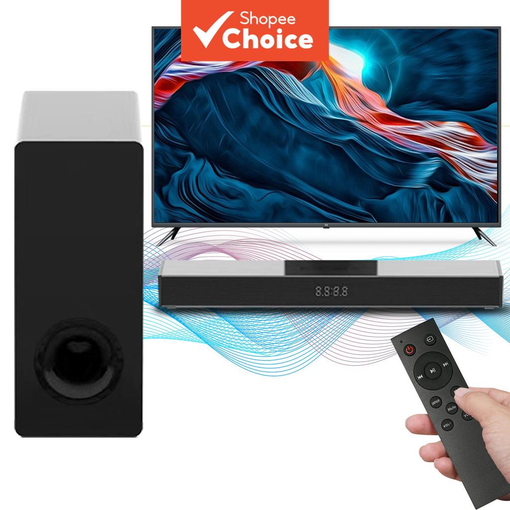 Barra de som para home cinema com subwoofer, proporciona graves profundos, subwoofer com fio, soundbar portátil,