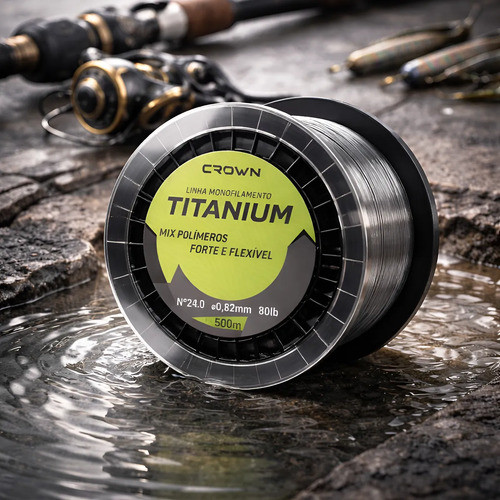 Linha 0.62mm 60lb 500m Monofilamento Crown Titanium Cinza - 0.62mm / 60lb / 500m