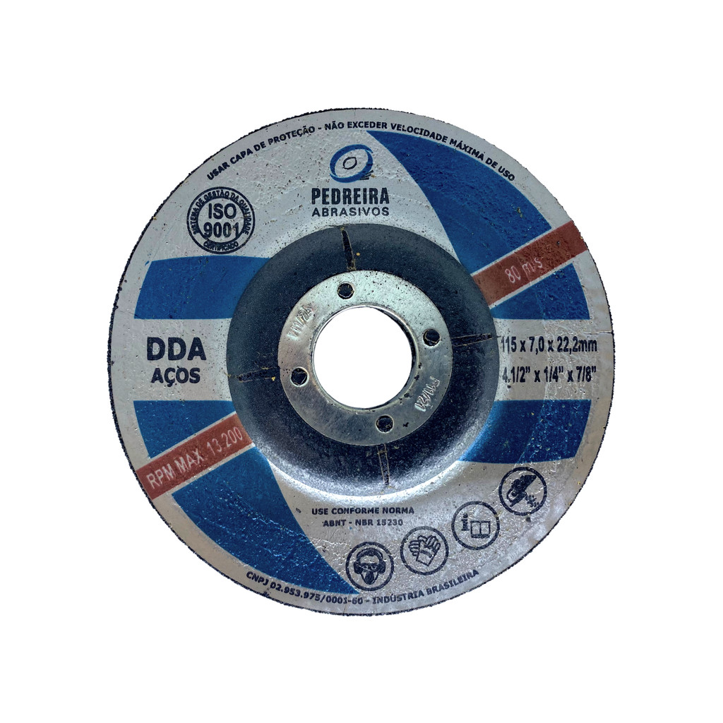 DISCO DE DESBASTE 4.1/2 X 1/4 X 7/8 - AÇO - PEDREIRA - KIT 25 UND