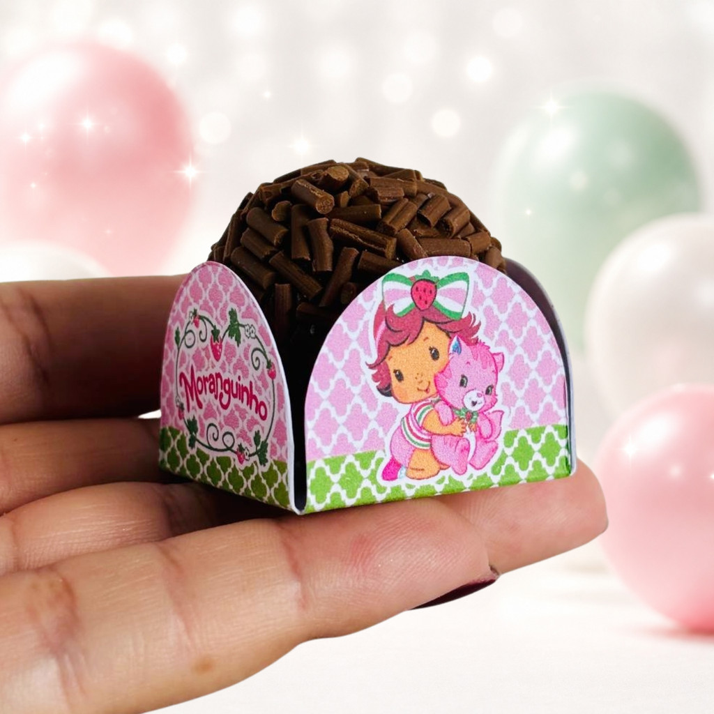Kit 50~200 Forminhas Moranguinho Doce Brigadeiro Personalizada 4 Pétalas Aniversário Festa Infantil Lembrancinha