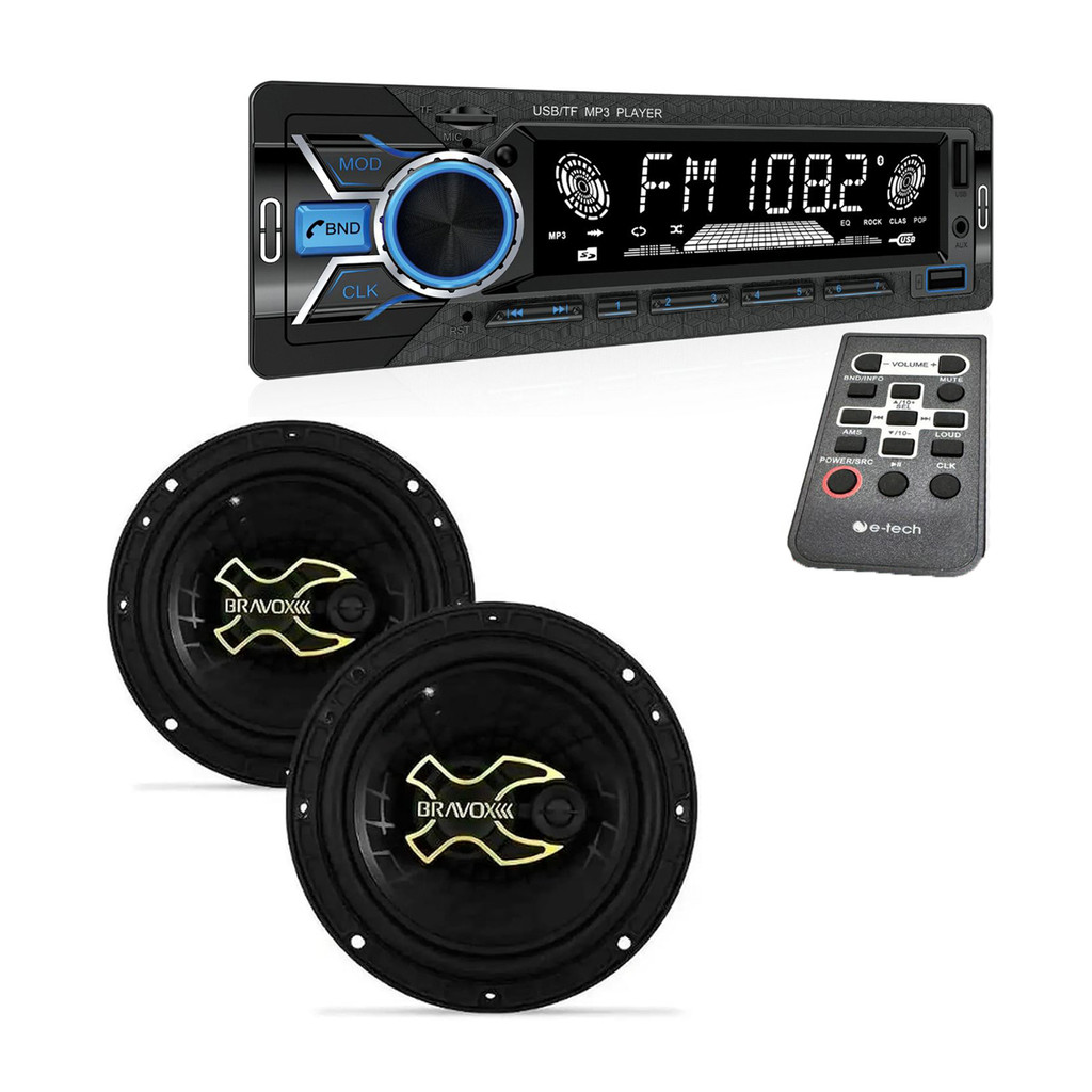 Kit mp3 Som Automotivo Bluetooth + Alto Falante bravox b3x60 em Oferta na Shopee