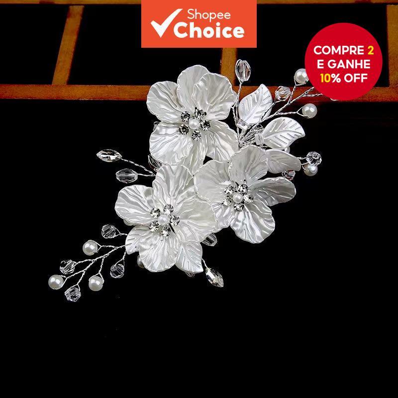 Grampo De Cabelo De Garra De Metal De Cristal De Flor De Noiva Tailandesa Estilo Chinês Casamento High-End Luxo Francês em Oferta na Shopee