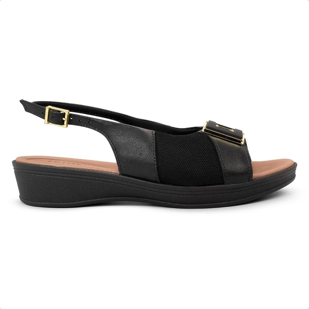 Sandália Usaflex Feminina Slingback Salto Anabela Couro Casual Joanetes UD04003
