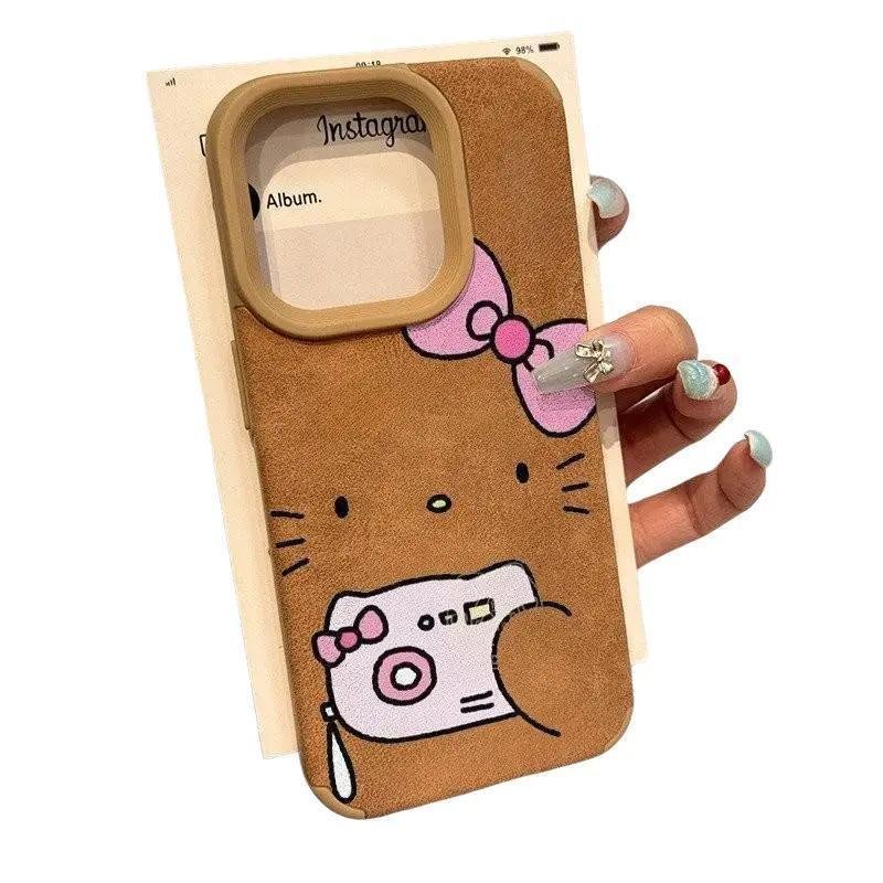 Capa de Telefone, Capa de Pelúcia Hello Kitty, Design Emoji, Compatível com iPhone 13, 11, 16, 15, 17, 12, 14, Pro Max,