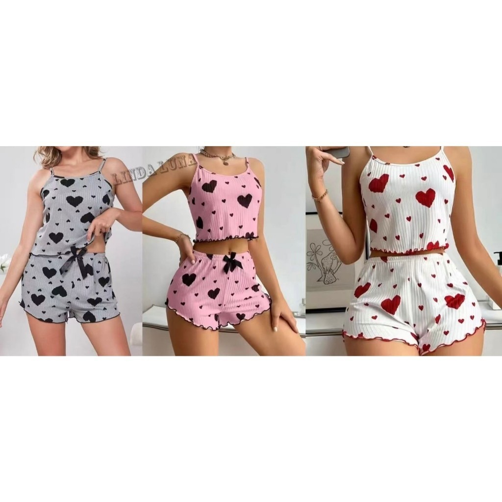 Conjunto De Pijama Feminino Baby Doll Cropped Com Shorts Shortinho Fresquinho Para Dormir Confortável Sexy Branco Rosa