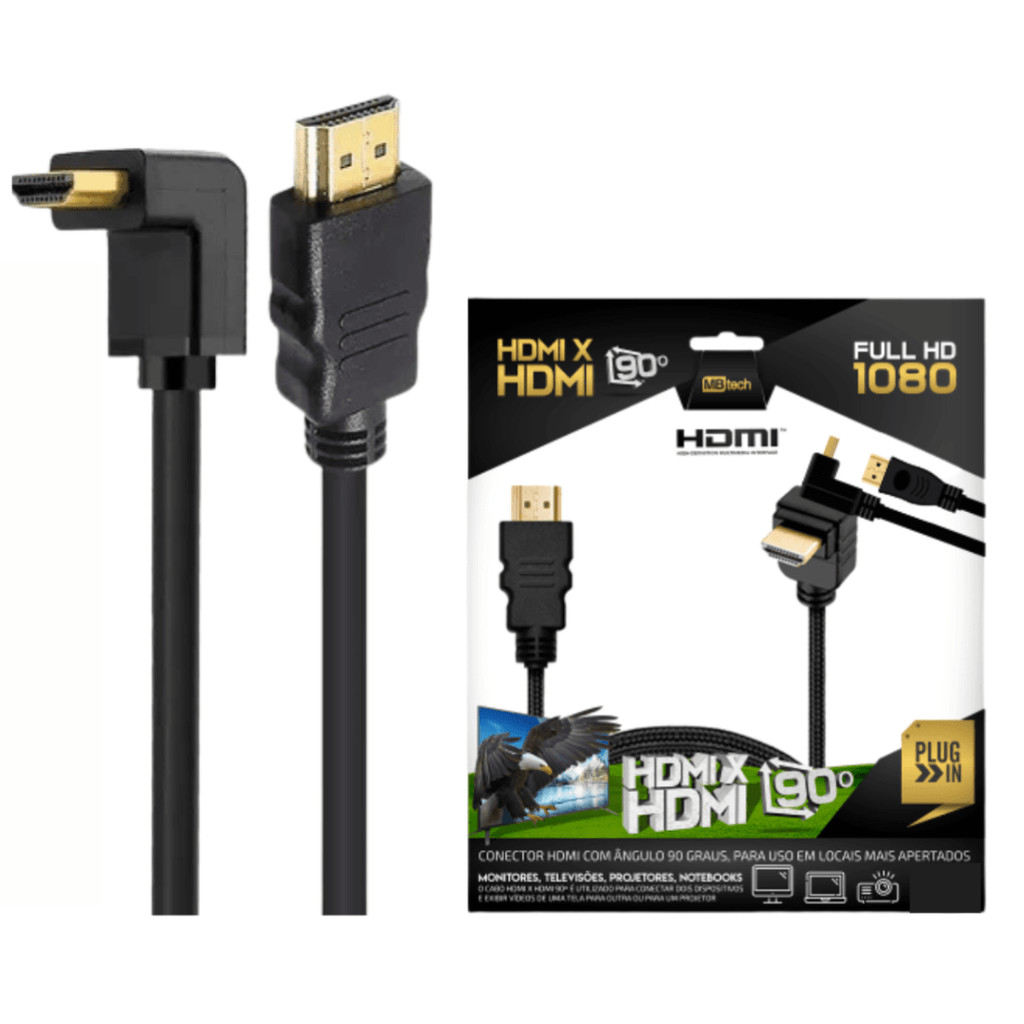 Cabo hd 90 graus 4k ultra hd 3d 2/3/5 metros mbtech