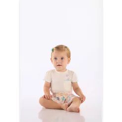 Conjunto Body Saia Bebê Suedine Up Baby