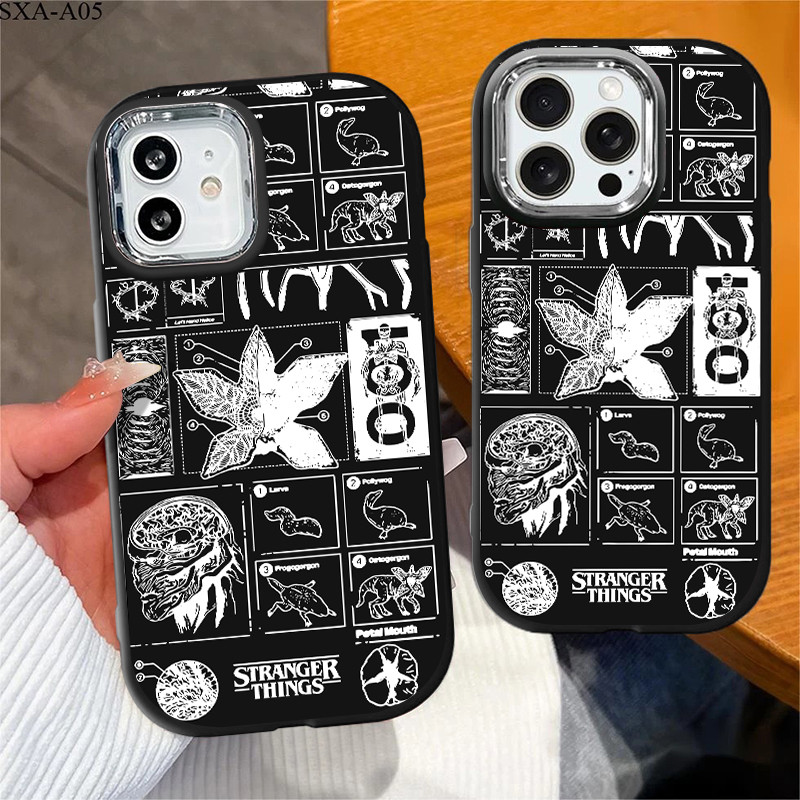 Capinha capa Stranger Things preto para iPhone 11 12 pro 13 xr xs max 7 8 14 15 16 pro max 14 15plus capa